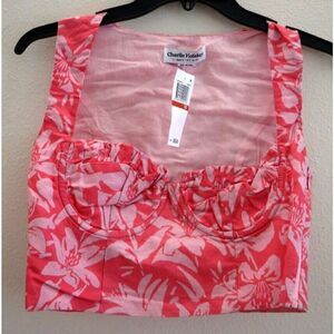 Charlie Holiday ASW7002 Women Sz XS Hibiscus Pink Madonna Underwire Crop Top